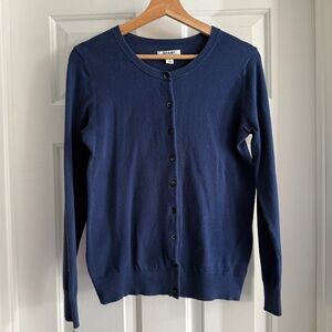 Old Navy Navy Button-Front Crewneck Cardigan